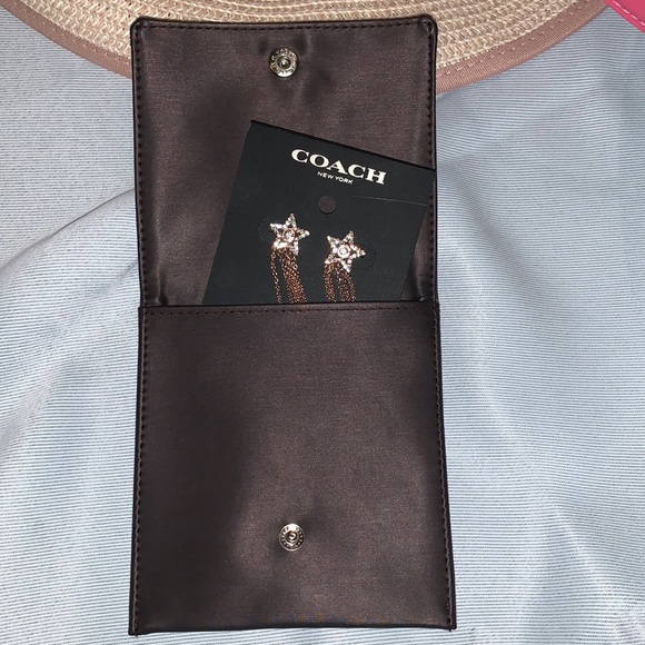 COACH Signature Star Fringe Hypoallergenic Post Earrings With CZ In Rose Gold - Picture 14 of 16